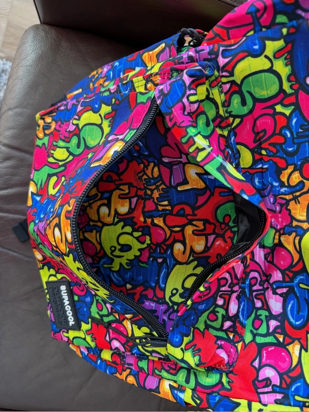 Multicolor Graffiti Print Backpack -  “SUPACOOL”